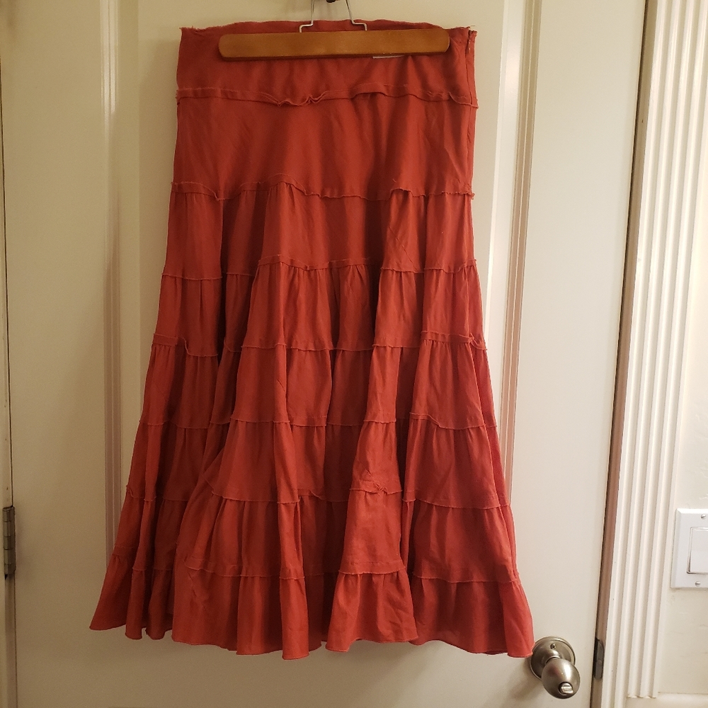 GRIEVERGATE Rust Colored Cotton Ruffle Skirt